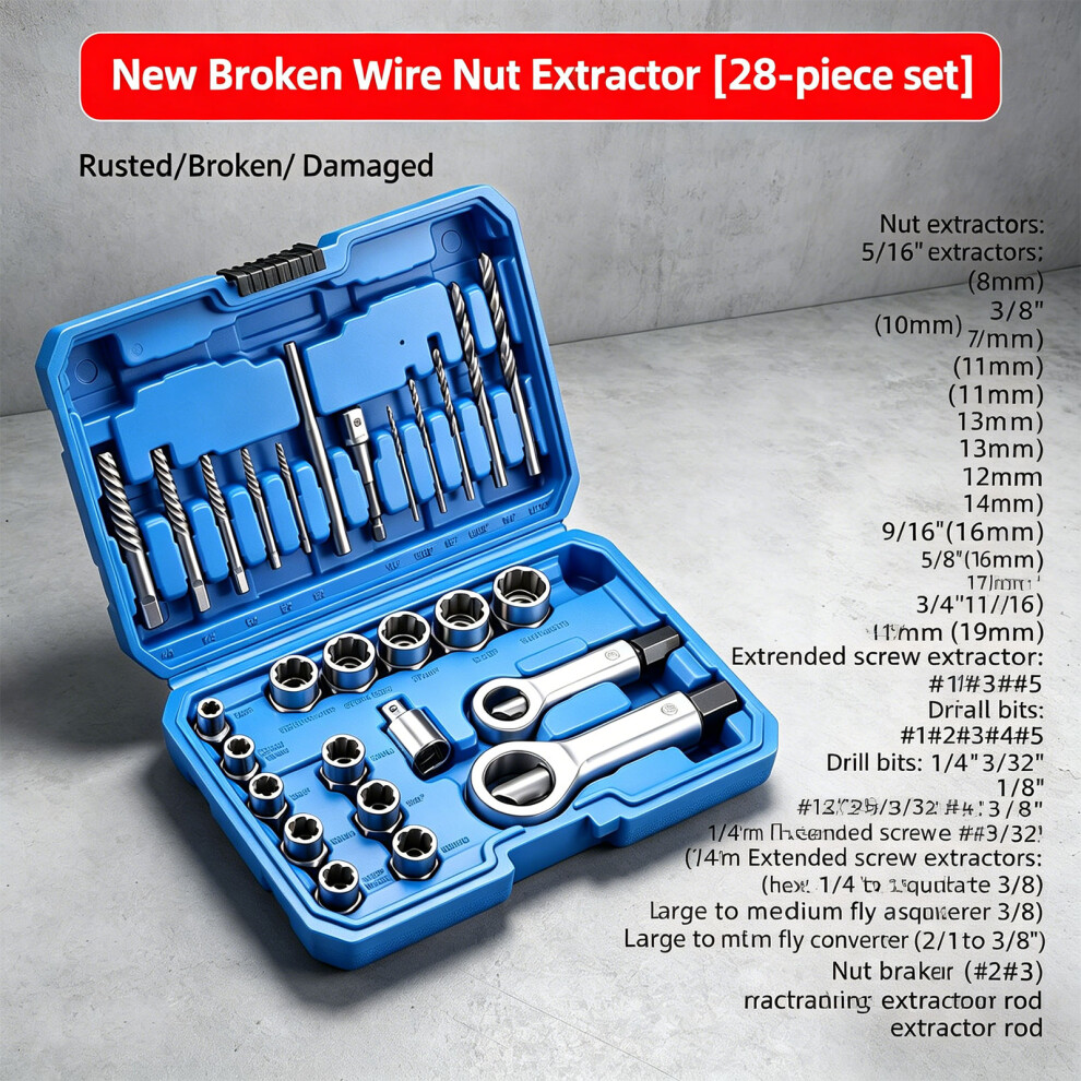 Multipurpose Bolt Extractor Kit For Automotive Motorcycle And Home Repair Job 40 Pieces 7754004606784