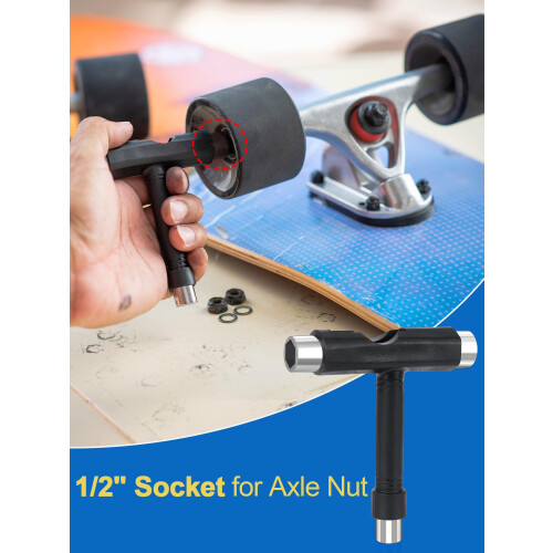 YOUSHARES Skateboard Tool, T-Bone Roller Skate Tool new, Multi T Tool For Skateboard T-type Tool (Black) 2