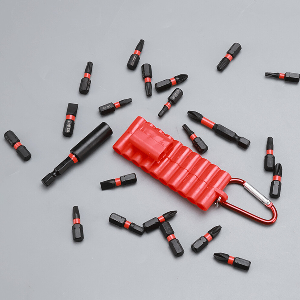 22Pcs Professional Steel Electric Screwdriver Bit Set With Antislip Feature Red 7754004619678