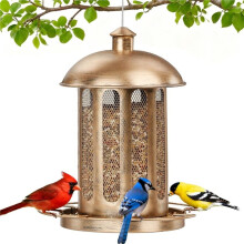 Vogelfutterhaus, Vogelfutterhaus mit Großem Fassungsvermögen zum Aufhängen im Freien, Robustes Wildvogelfutterhaus Aus Metall für Den Garten