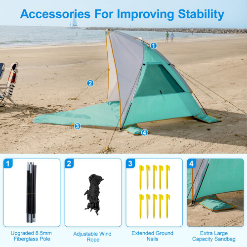 Wolfwise Beach Tent Sun Shelter with Extendable Floor for Privacy, Portable Beac 1