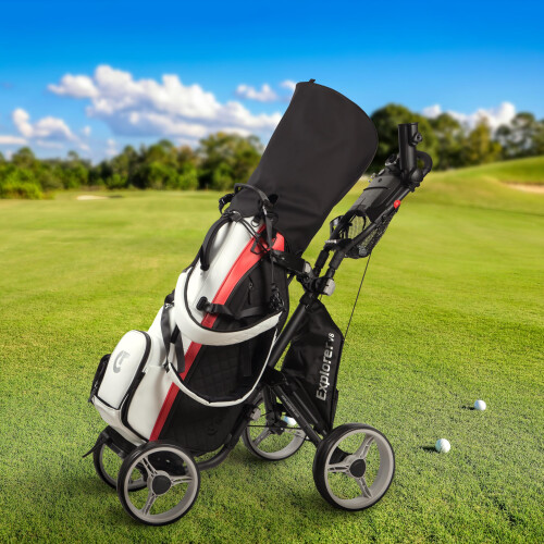 Caddytek 4 Wheel Golf Push Cart - Compact, Lightweight, Close Folding Push Pull Caddy Cart Trolley - Explorer V8, Dark Grey, One Size, Model: Explore 1