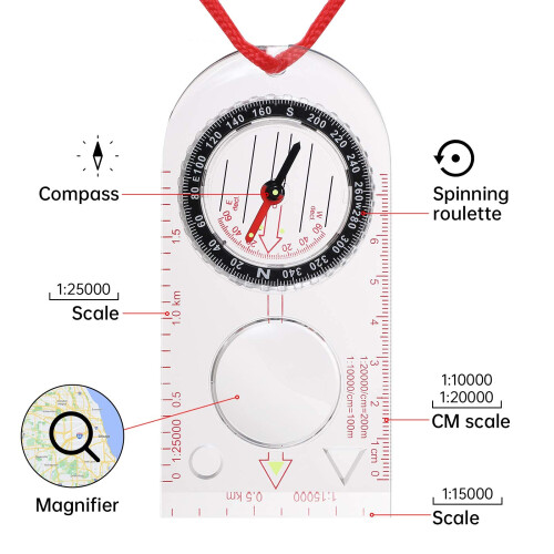 Compass Hiking Navigational Compass Orientation Compass, Base Plate 2
