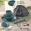 ReaNea Camping Mess Kit for 2 with Bowl, Plate, Cup, Spoon, Fork, 4