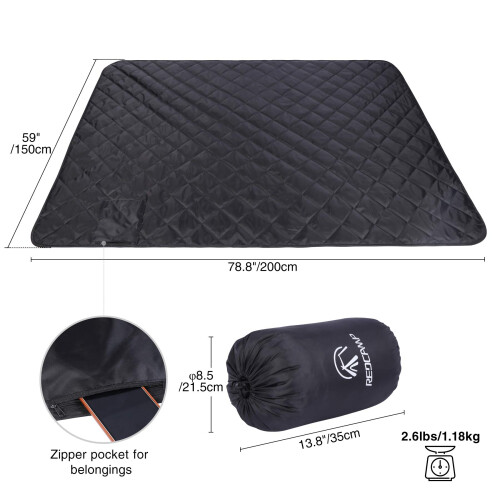 REDCAMP Waterproof Camping Blanket Thermal with Sherpa Lining, 1