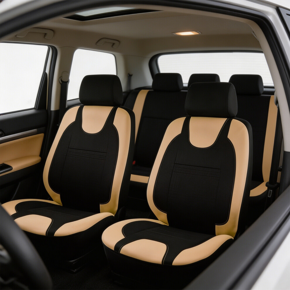 Cute Feline Design Auto Seat Covers Comfortable Washable Universal For Most 5 Seats Gray 7754004622852