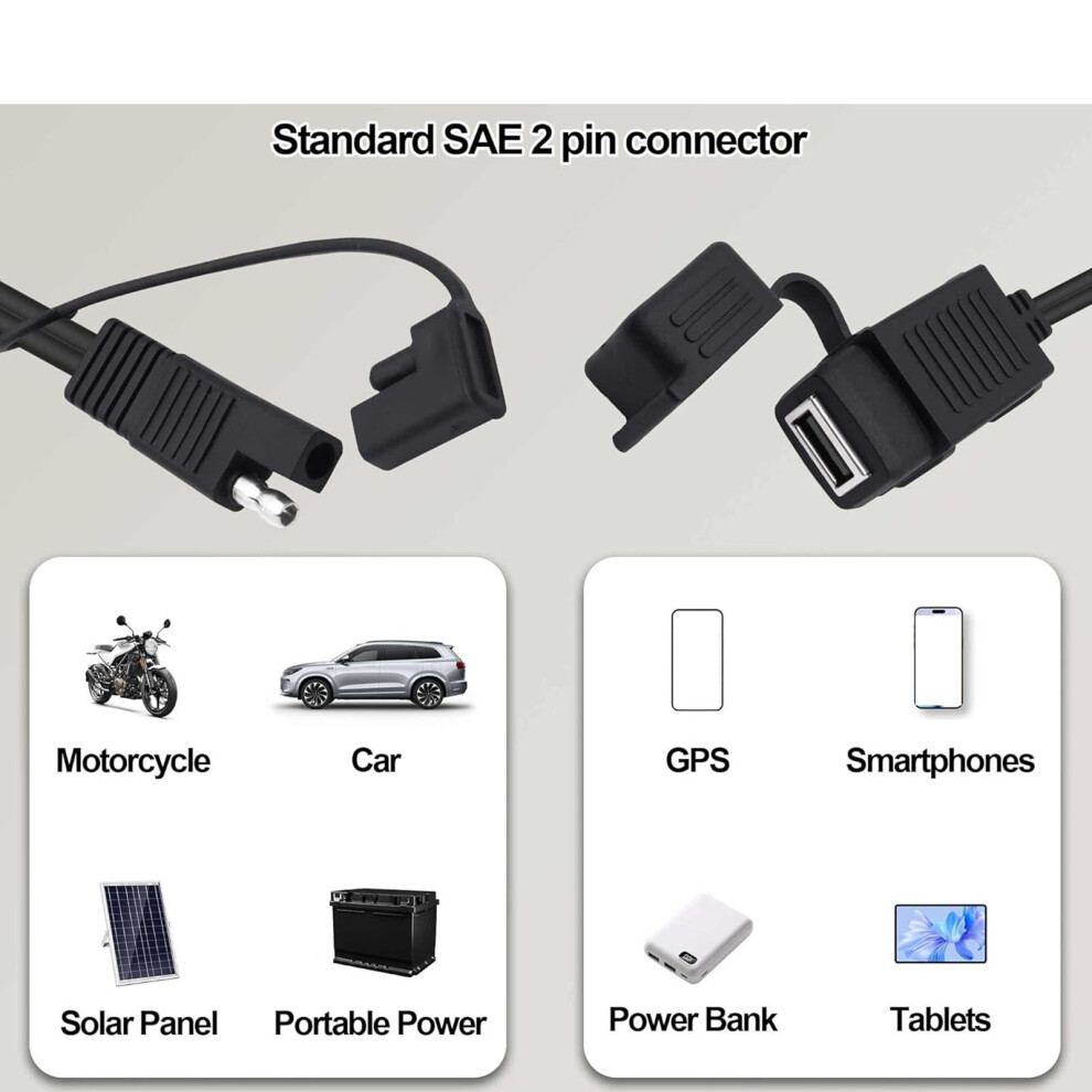 Sae Male To Usb Female Power Cable Motorcycle Usb Chargers 5V 2A Waterproof 7754004645257