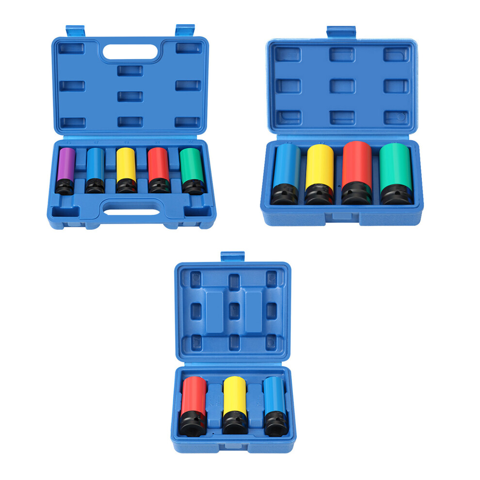15/17/19/21/22Mm Hex Socket Wheel Deeply Impact Nut Socket 1/2Inch Square Three Piece Set 7754004610217