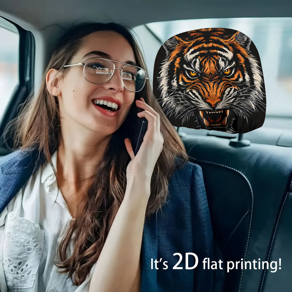Humorous Headrest Protectors For Car Tigers Print Theme Decors Polyester Fabric 7754004575790
