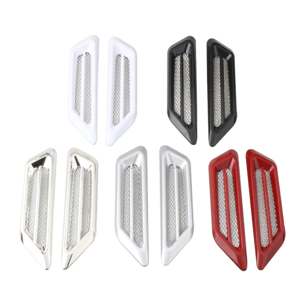 Universal Abs Shark Gill Car Vent Decoration Stick On Designs Auto Electroplated Silver 7754004663336