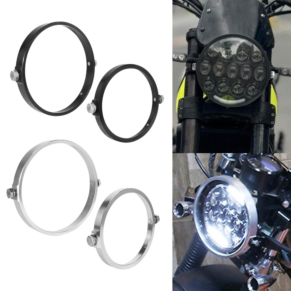 5.75 Inch 7 Inch Motorcycle Headlight Rings Aluminum Trim For Headlight 1Circle Silver 7754004663275
