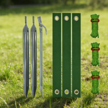 Tree Stake Kit Straightening Leaning Rustproof Stakes Supports with Strap Army Green