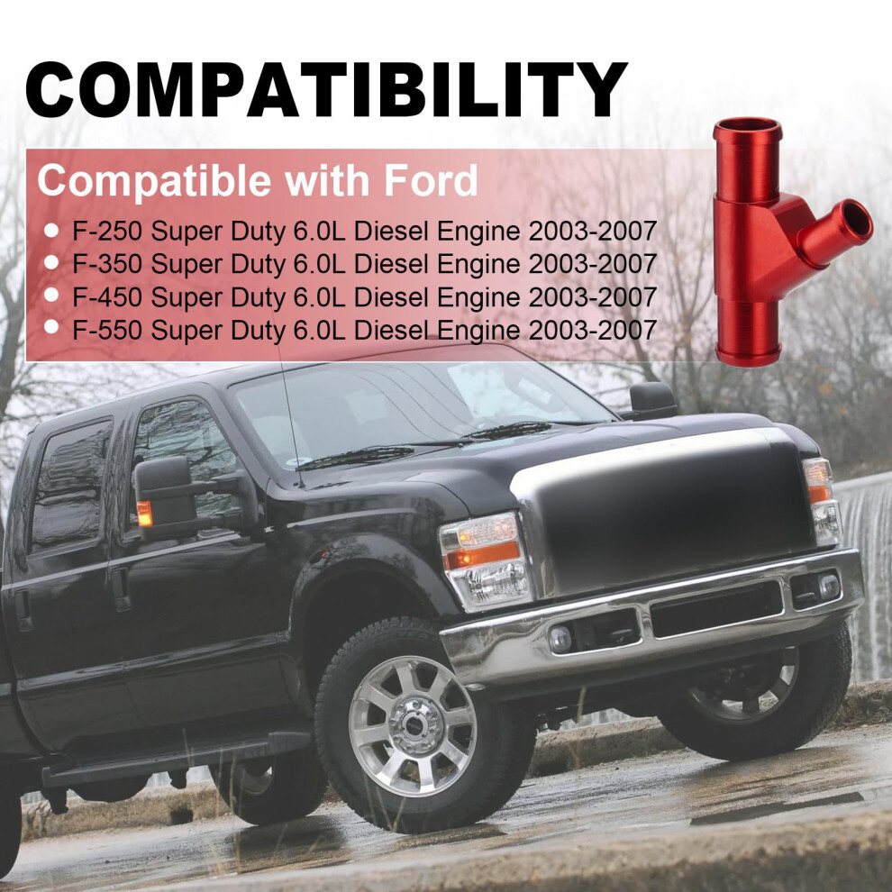 Aluminum Radiator Coolant Y Fitting Coolant Hose For F250 F350 F450 F550 E350 Red 7754004644410