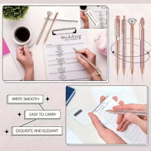 8Pcs Rose Gold Stainless Steel Ballpoint Pen For Students School Offices Workers