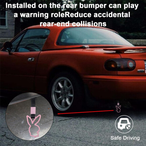 Automotive Exterior Decor Rabbit Shaped Warning Strap Loop Racing Tow Strap Red