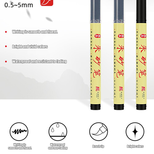 Light Weight Plastic Inks Brush Pen For Religious Scripts Handwriting Jets black 3 stick