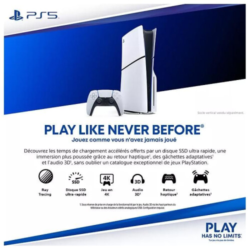 Sony Console de salon - SONY - PS5 Slim Digital Edition (Châssis E) - Blanc - 825 Go - SSD ultra-rapide 2