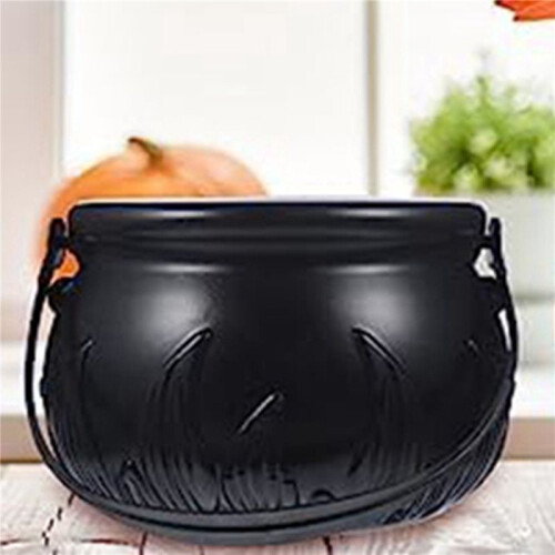 5X Black Cauldron Kettle Plastic Witch Kettle St Patricks Cauldron Wizard Witch Cauldron Decoration Candy Kettle Bucket 1