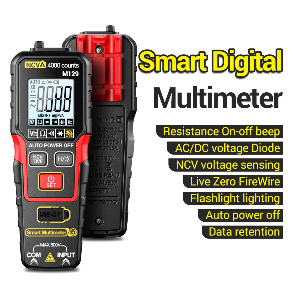 Handheld Digital Multimeter Backlights Voltmeter Ohm Voltages Continuitys Test Red 7754004579989