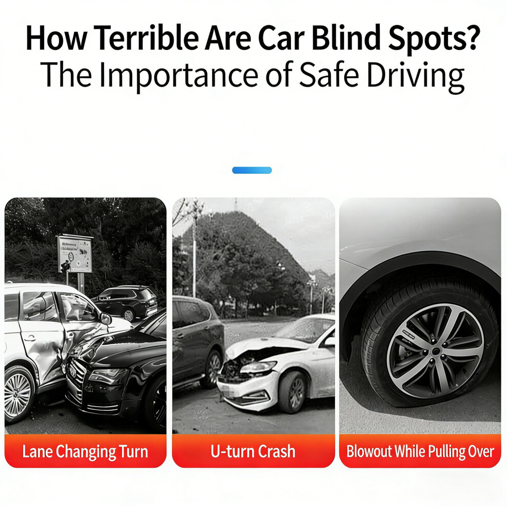 Abs Auto Side Mirror Blind Spots Elimination Tool 360 Rotatable For Safe Driving Black 7754004632844