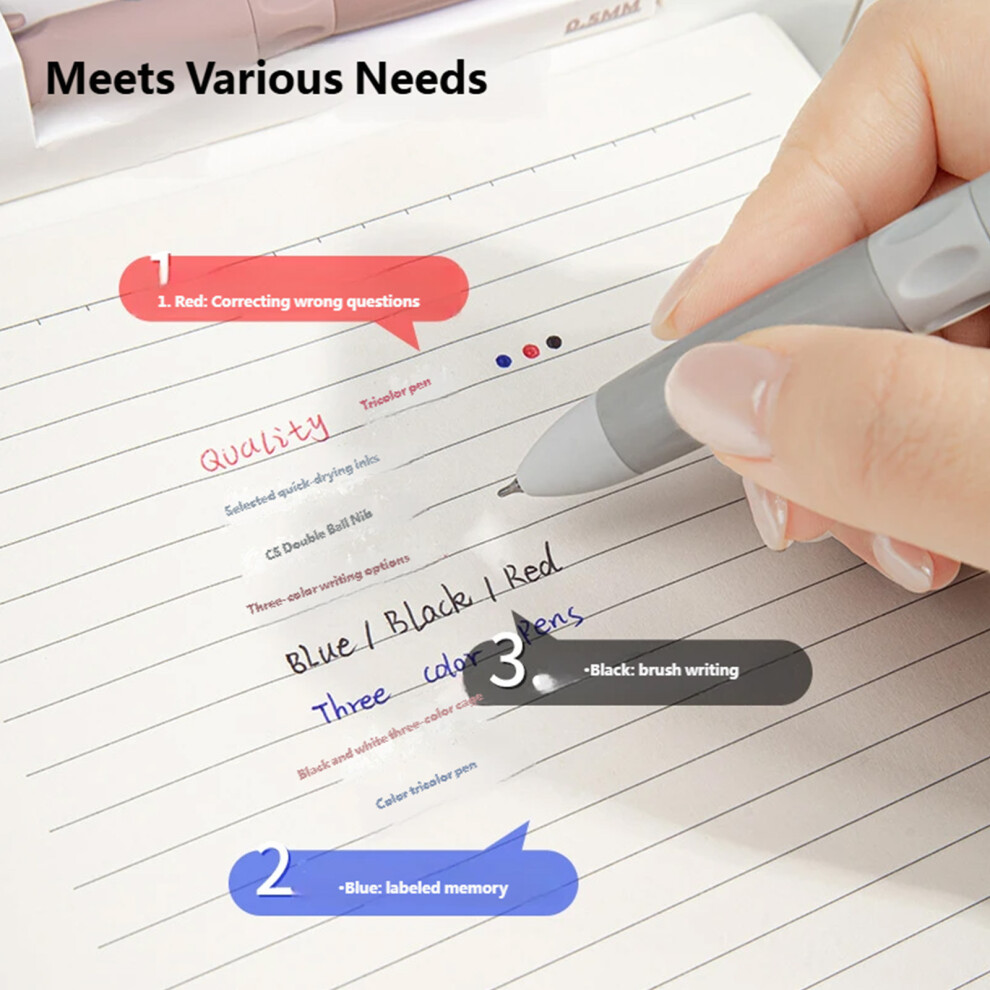 3-Color-In-1 Gel Pen 0.5Mm Retractable Multicolored Pen For Student Note Morandi. White 7754004619982
