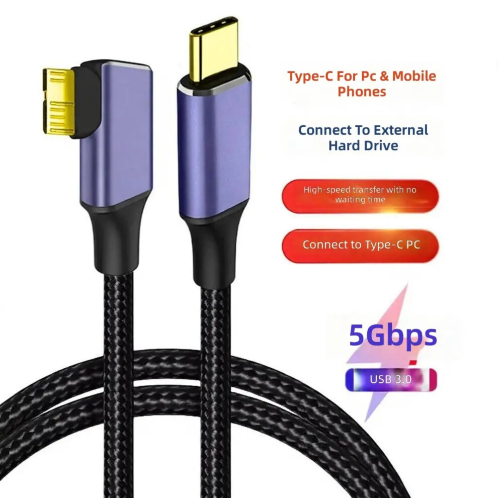 Plated Type C To Microb 3.0 Data Cable Prevents Data Loss And Damage 2M Gold 7695001066402