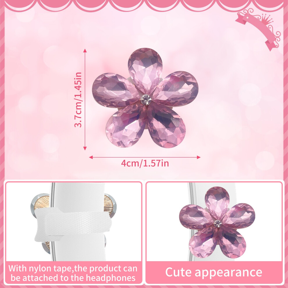 1 Pair Lovely Floral Headphone Charm Featuring Glittering Rhinestones Design Blue 7695001066440