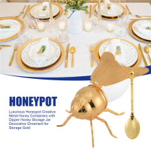 RéCipients de Miel en MéTal CréAtifs de Pot de Miel Luxueux avec Ornement DéCoratif de Pot de Stockage de Miel de Louche pour L'Or de Stockage