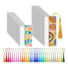 35 Pieces Sublimation Blank Bookmark, Heat Transfer Sublimation Bookmarks with Hole and 35 Pcs Colorful Tassels
