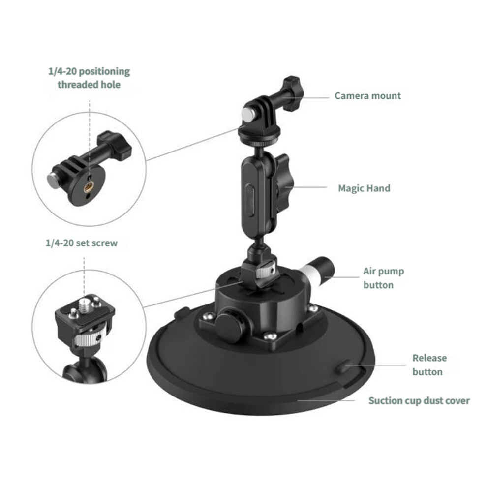 Aluminum Alloy Suction Cup Mount Brackets For X5/X4//X2 Cameras Durability 7695001110204