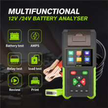 Automotive Battery Tester with Printer,12V 24V Car Battery Load Tester,Battery Capacity Tester,Relay Tester,Leakage Test