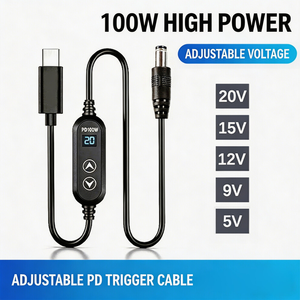 Pd100w Fast Charging Cable With Adjustable Voltages For Laptop Routers Speaker B 7695001086905