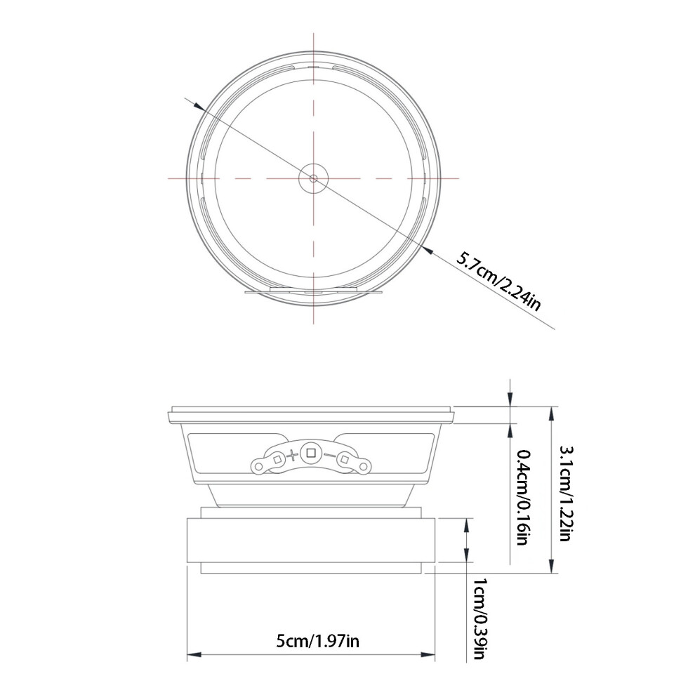 2.25Inch 4Ohm 5W Full Frequency Loudspeaker Stereo Woofer Loudspeaker Round Shape 1Pc 7695001091831