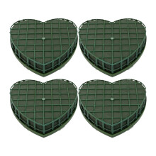 4 PièCes Blocs de Mousse Florale en Forme de Coeur Argile de Fleur Verte Briques Florales en Forme de Coeur Boue Florale Artificielle avec Ventouse