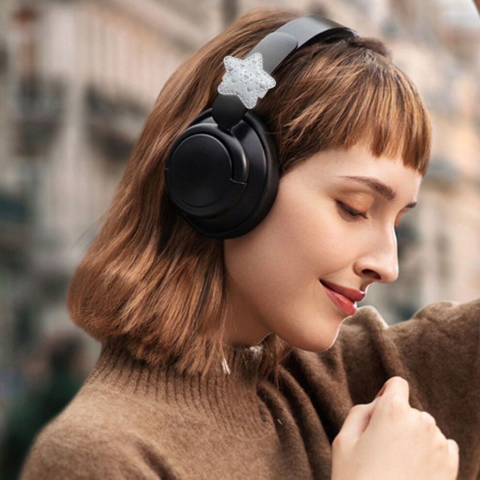 Star Shaped Headphone Decoration With Heart Rhinestones For Gaming Headsets Pink 7695001077859