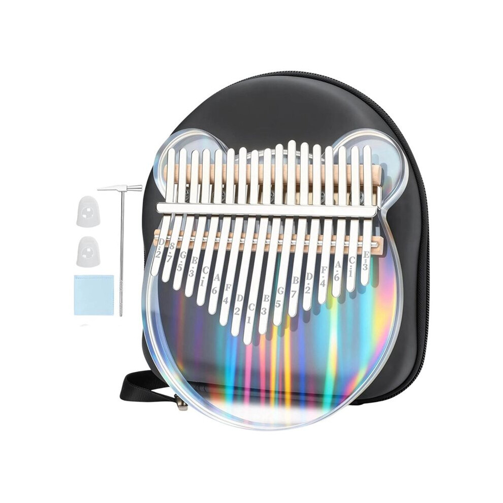Saudism 17 Key Clear Acrylic Kalimba Thumb Piano Musical Therapy Kalimba Clear Finger Piano Musical Instruments(Bear)