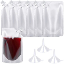 24Pcs Plastic Beverage Bag, 250ml Concealable and Reusable Drink Pouches, Leak-Proof Food Grade Plastic for Travel, 1Set