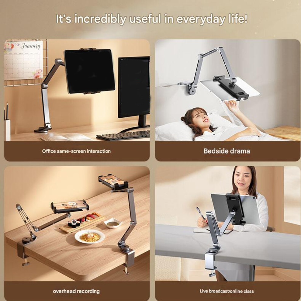 Space Saving Foldable Tablets Stand With Adjustable Heights And Angle For Reading Gray 7695001115162