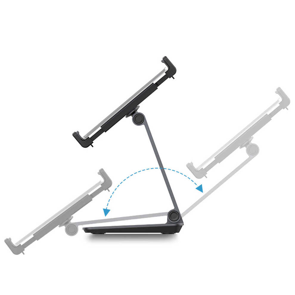 Aluminum Universal Tablets Desktop Mount Phone Clamp Holder For 4.7"-12.9" Device Gray 7695001115018