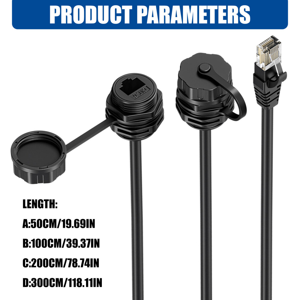 Waterproof Rj45 Coupler Rj45 Female To Male Panel Mount Adapter For Cat6 Cable 1M 7695001101134