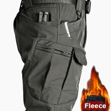 (Dark Gray, 31) Men'S Winter Tactical Cargo Pants - Thick Fleece-Lined, Windproof, Multi-Pocket Design, Stretch Fit, Solid Color, Ideal