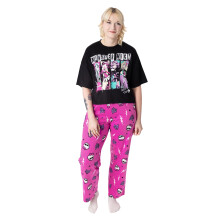 (XL, Black/Pink) Monster High Womens/Ladies Group Pose Long Pyjama Set