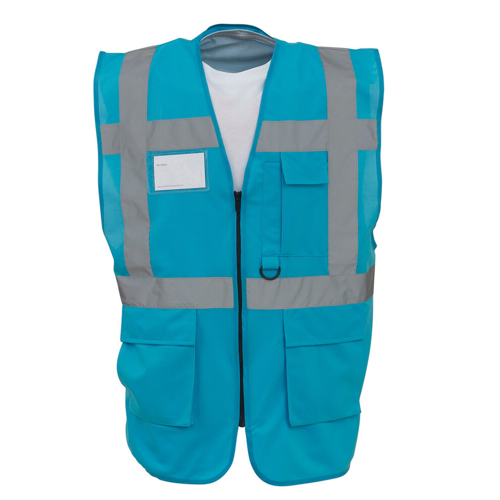 (S, Sapphire Blue) Yoko Unisex Adult Executive Hi-Vis Waistcoat 5063527724465