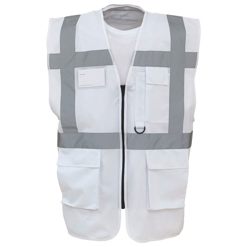 (S, White) Yoko Unisex Adult Executive Hi-Vis Waistcoat 5063527724793