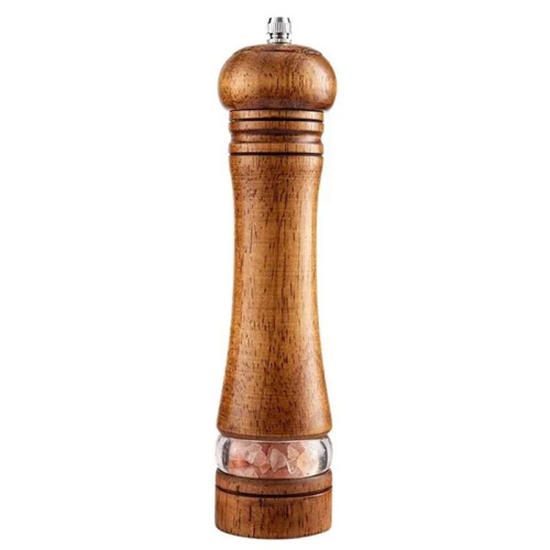 1Set Manual Wooden Pepper Grinder Solid Salt Pepper Mill with Ceramic Grinding Core, Adjustable Coarseness Spice Grinder 2