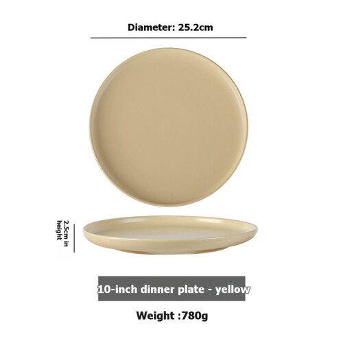 Basic Glazed Ceramic Dinner Set, Nordic Style, Microwave and Dishwasher Safe, 10-Inch 4-Piece Set. 1