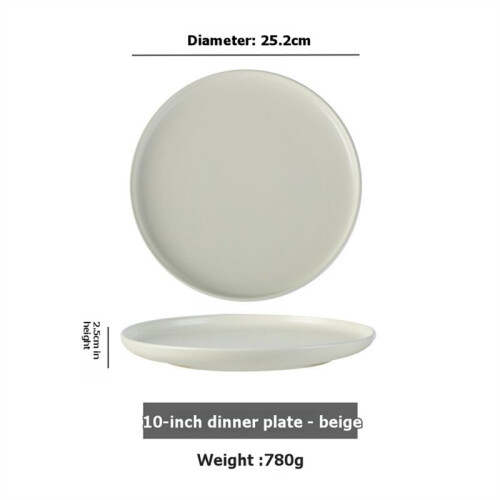 Basic Glazed Ceramic Dinner Set, Nordic Style, Microwave and Dishwasher Safe, 10-Inch 4-Piece Set. 2