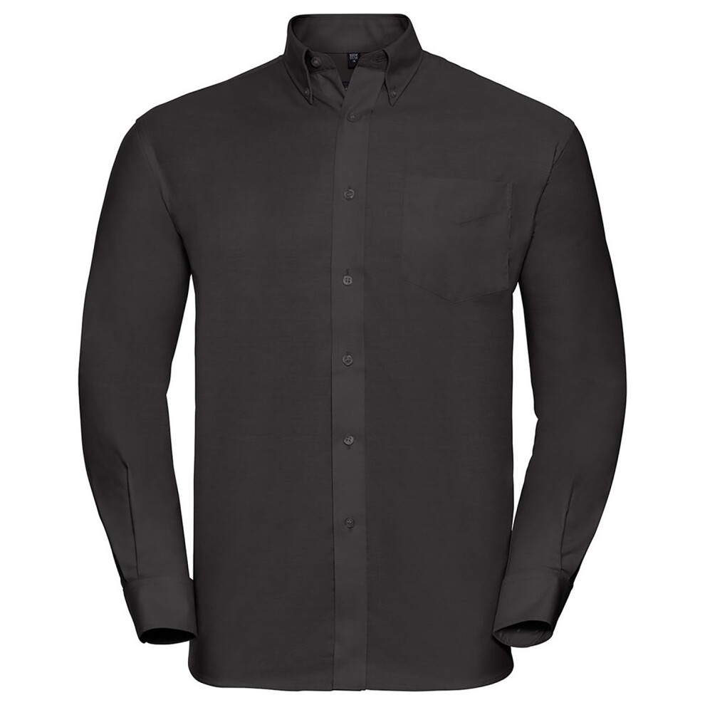 Russell (19Inch, ) Collection Mens Long Sleeve Easy Care Oxford Shirt Black