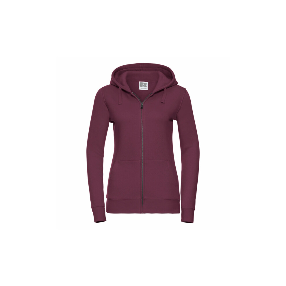 Russell (M, Burgundy) Ladies Premium Authentic Zipped Hoodie (3-Layer Fabric) Red,Multicoloured