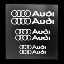 (Audi-White) 6pcs Heat Resistance Caliper Decals Wheel Decor Vinyl Stickers for Audi S A3 A5 A6 A1 A2 A4 A7 A8 Q1 Q2 Q3 Q4 Q5 Q6 Q7 Q8 RS7 RS